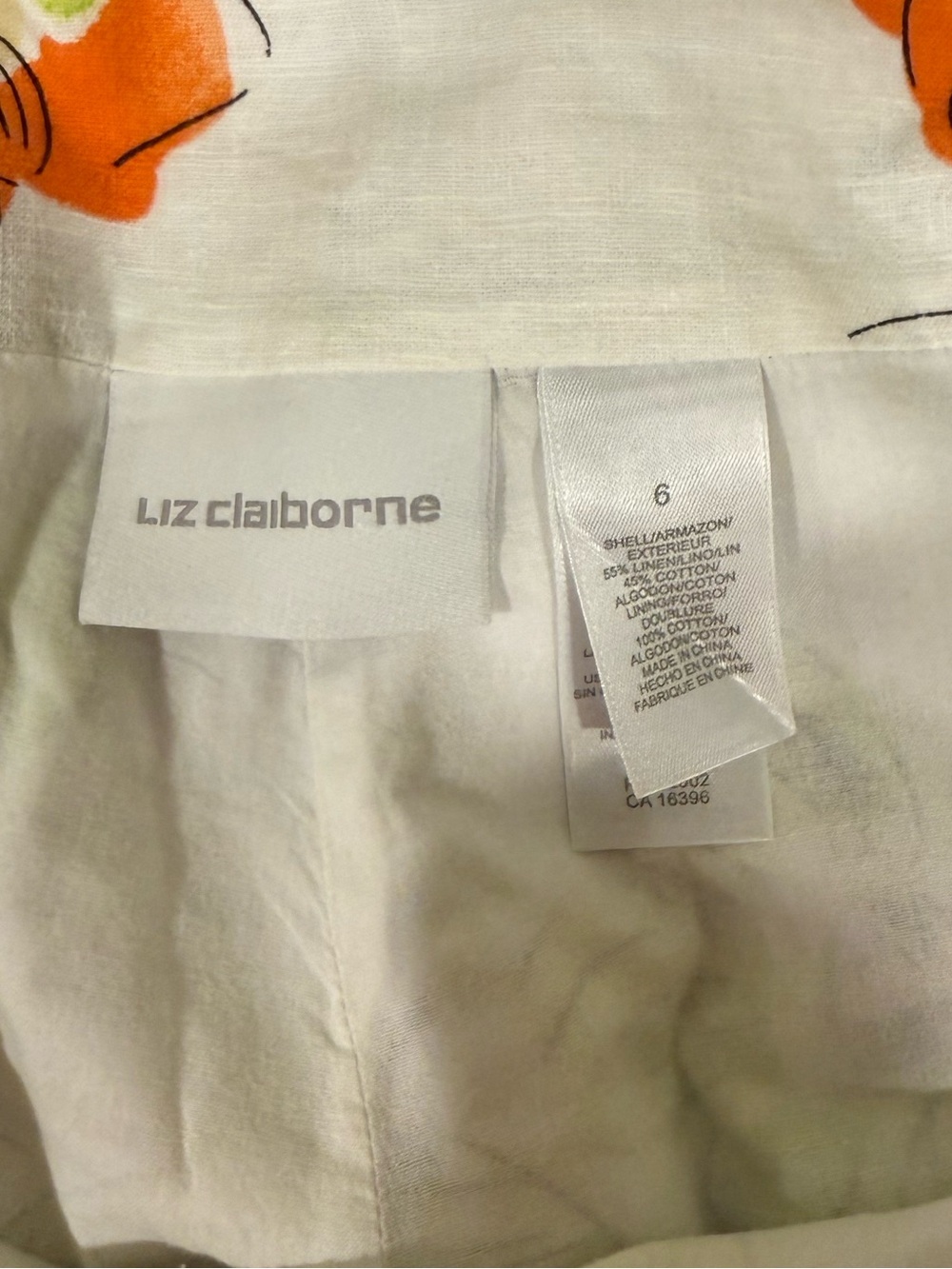 Cottage Cream Perfect 
Linen Blend A-Line Skirt with Orange & Lime Floral Print - Picture 2 of 3